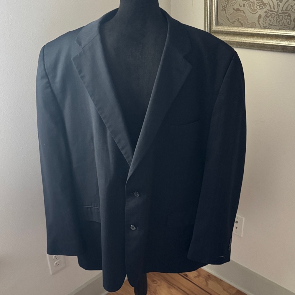 Henry Grethel wool blend dark blue pin stripe two button blazer Sz 54R suit coat